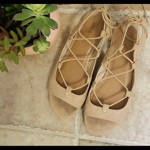 Indigo Rd. Nude Lace-Up Flats, Size 9.5M